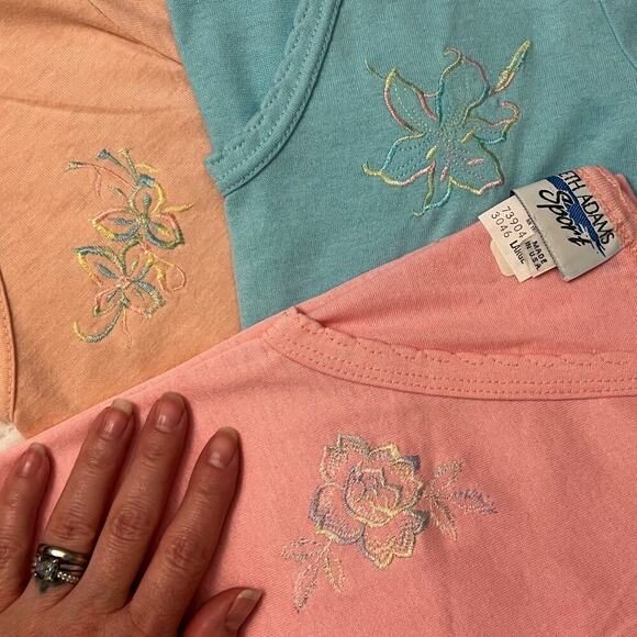 Elizabeth Adams Sport NEW VINTAGE Single Stitch Tee sz M Pastel Embroidery Shirt - Picture 7 of 10